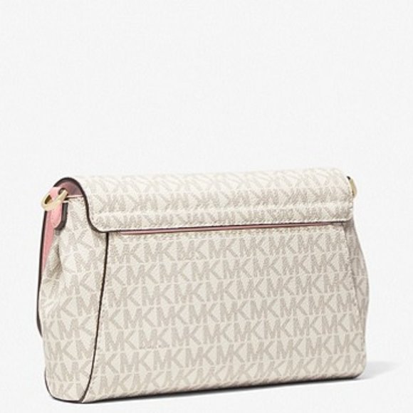 LAST ONE NWT Michael Kors Logo Crossbody Convertible Bag Ivory Pink Shoulder Bag - Picture 5 of 11